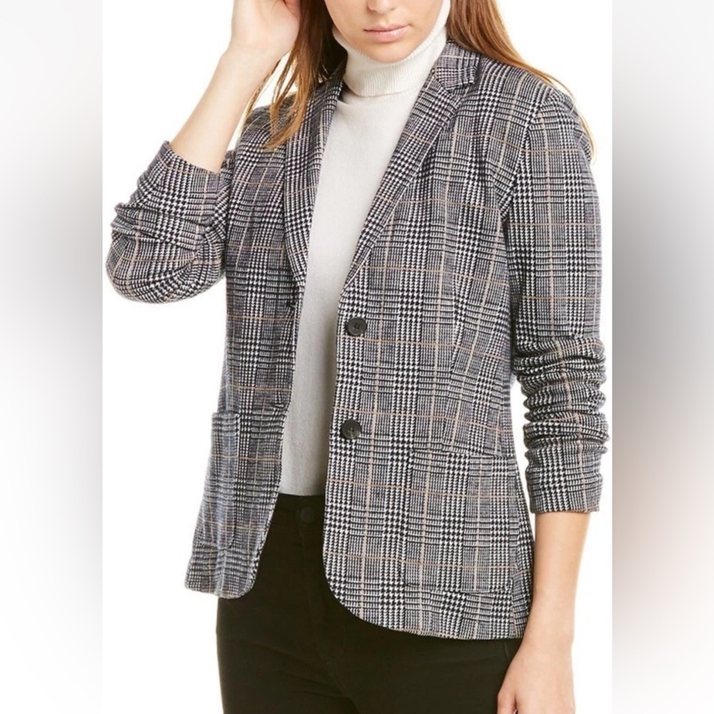 J. Mclaughlin Ellis Blazer Jacket Small Glen Plaid Cotton Wool Office Business